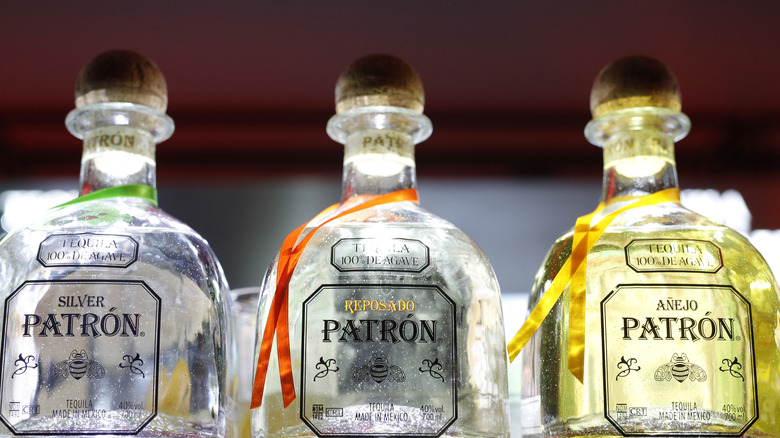 three bottles of Patrón Tequila