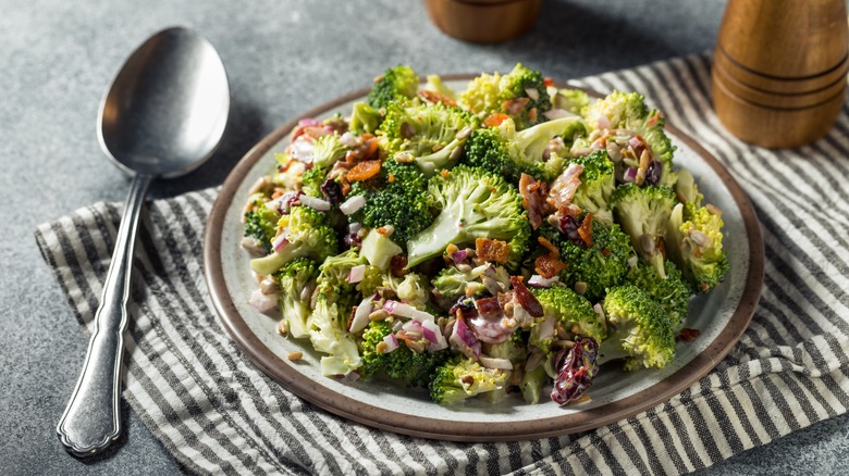 Plate of broccoli salad