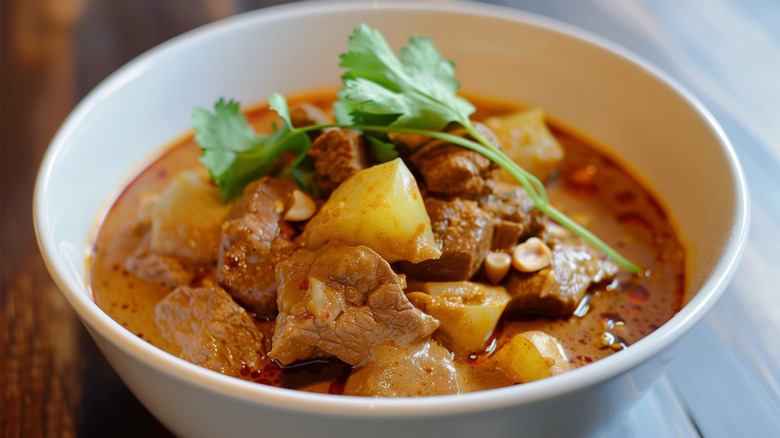 Bowl of beef massaman curry