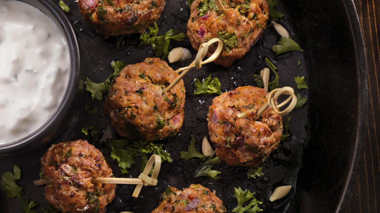 meatball appetizer with dipping sauce