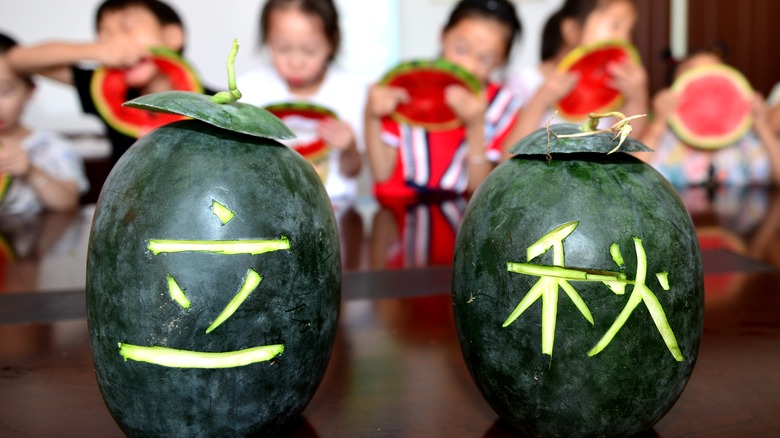 Chinese carved watermelons