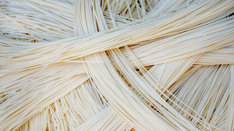 Freshly dried somen noodles