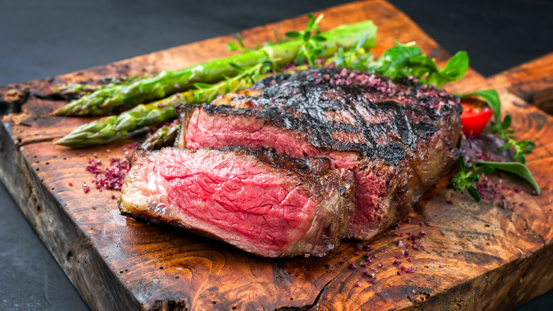 Rare steak with crisp outside