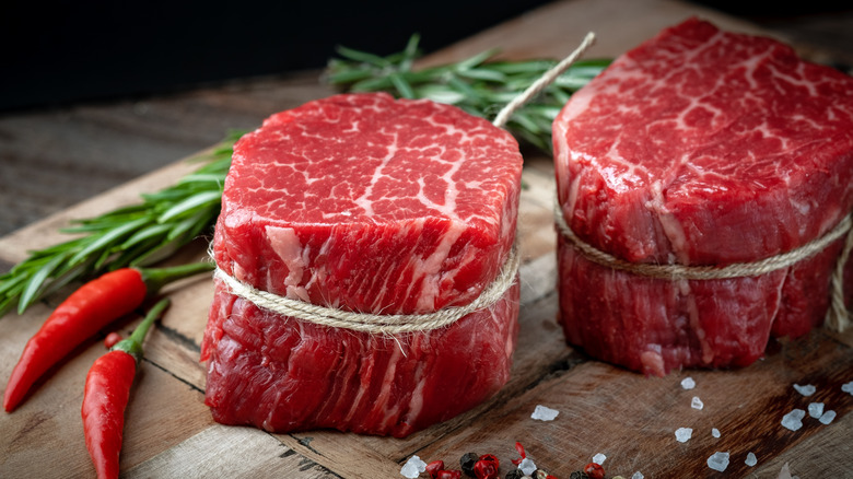 raw filet mignon