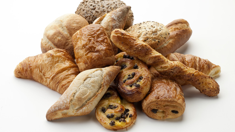 Pile of various breads and pastries