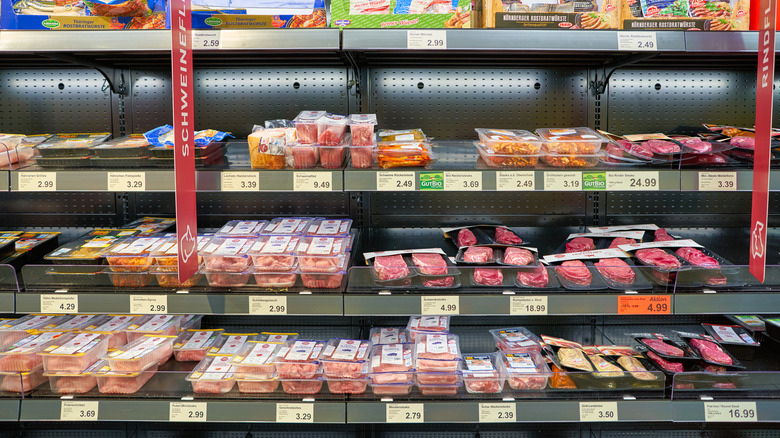 packaged meat section in aldi