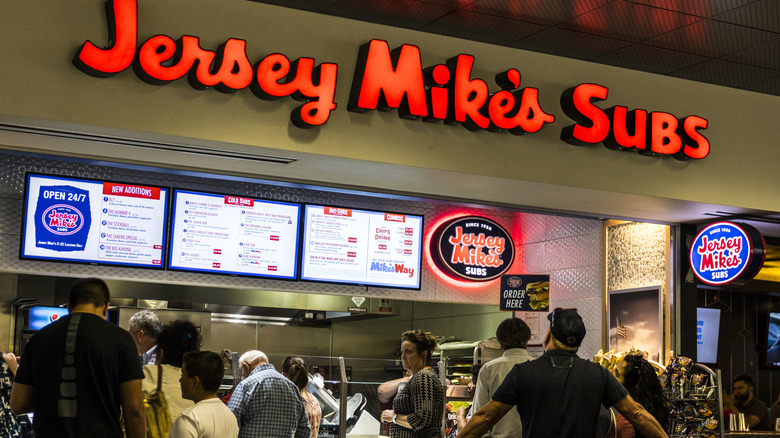 Customers at Jersey Mike's counter