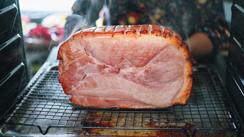 ham baking in the oven