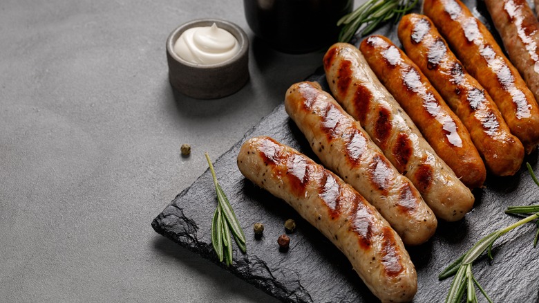 Grilled sausages on a plate