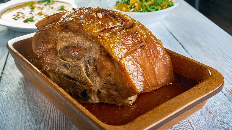 Pernil in baking dish