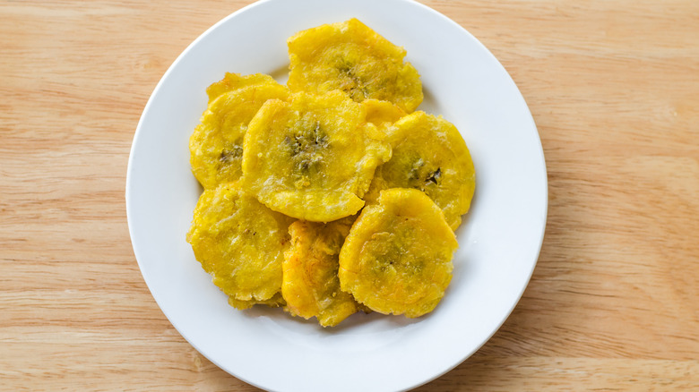 Tostones on white plate