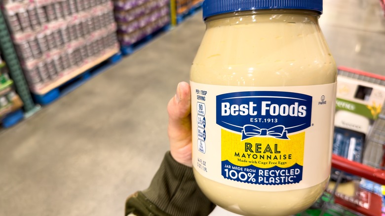 An oversized jar of Best Foods Real Mayonnaise at Costco