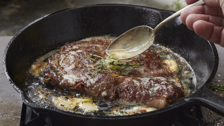 pan-cooked ribeye steak