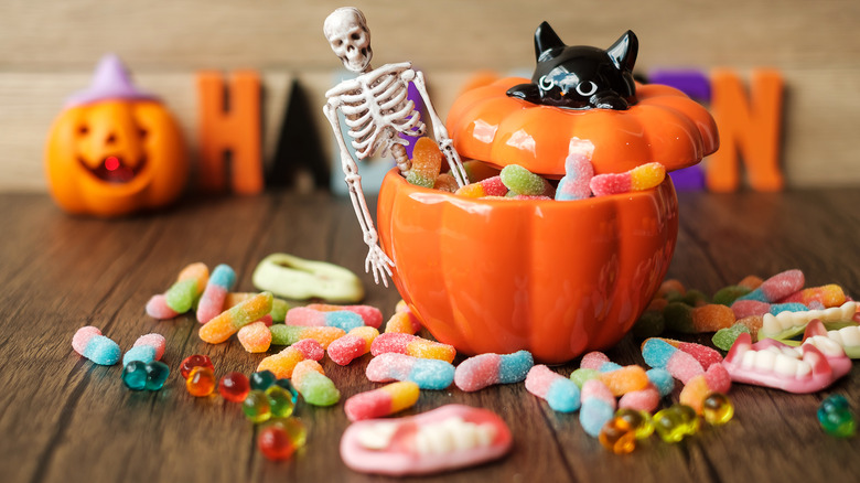 Halloween candy and decor