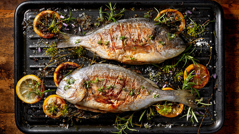 grilled whole sea bream with lemon and herbs