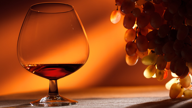 Grapes and snifter of cognac 