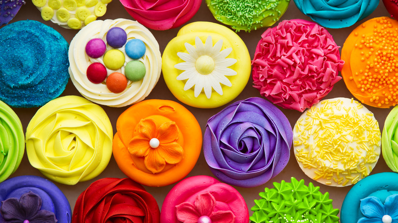 cupcakes with colorful icing