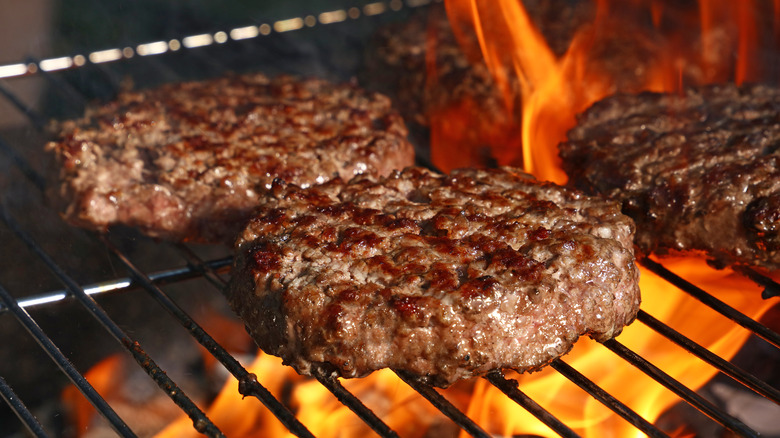 Burger patties on grill