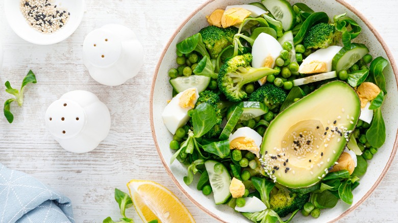 english pea salad with cucumbers and egg