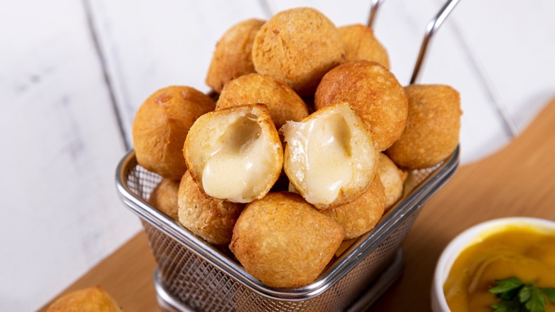 potato croquettes in a wire basket