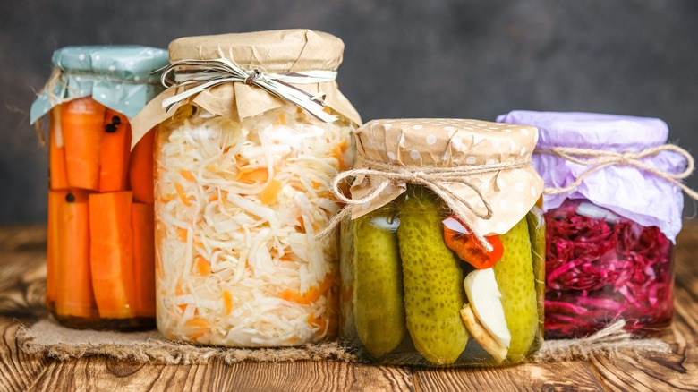 jars of pickled vegetables