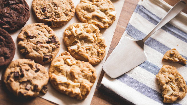 Assorted cookies on parchment paper