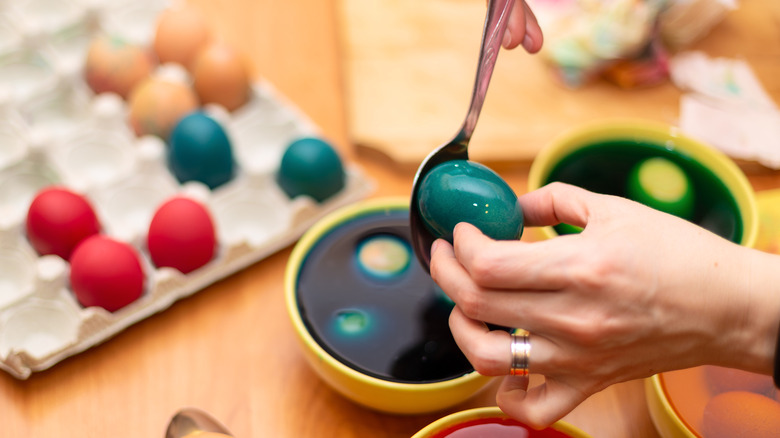 Dark teal dyed Easter egg