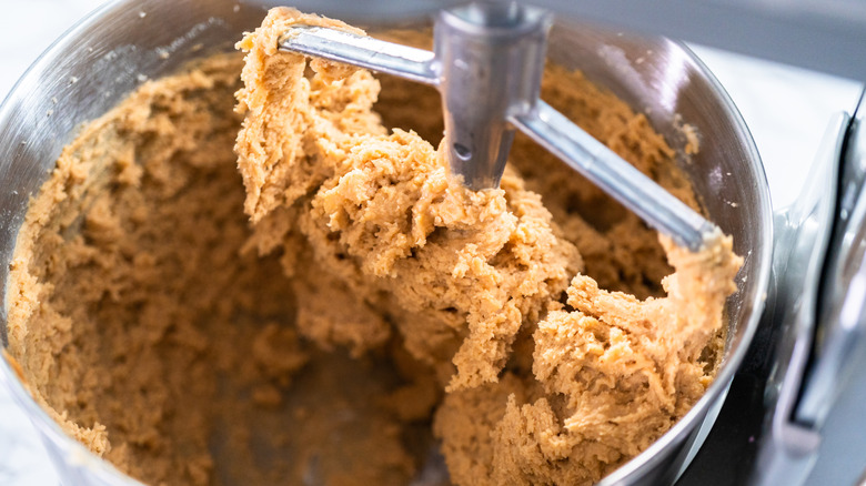 Cookie dough in stand mixer