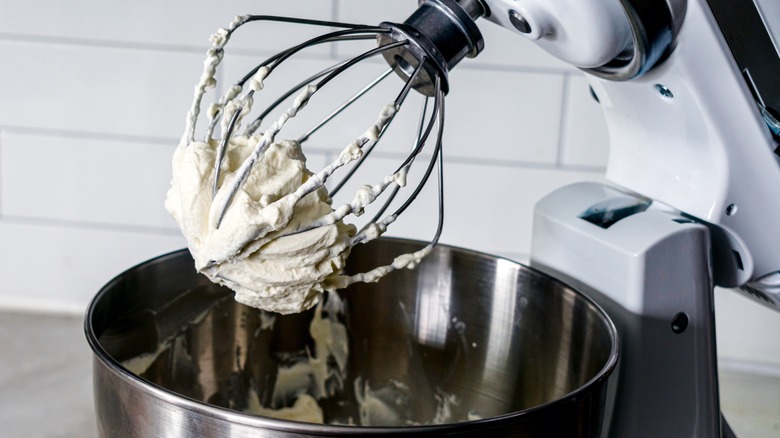 Whipped cream in stand mixer