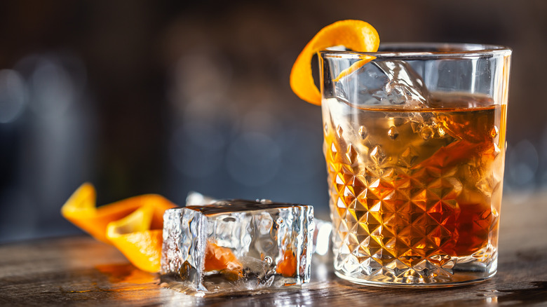 Orange zest in an old fashioned