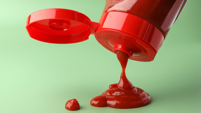 pouring ketchup bottle