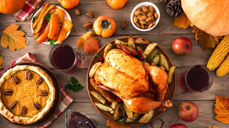 Thanksgiving dinner on table