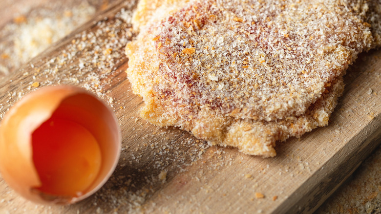 breaded cutlets and egg