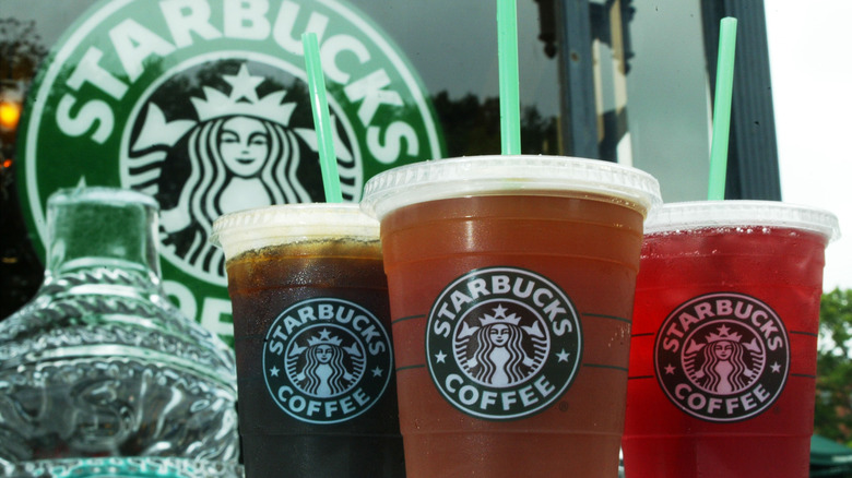 three Starbucks iced drinks