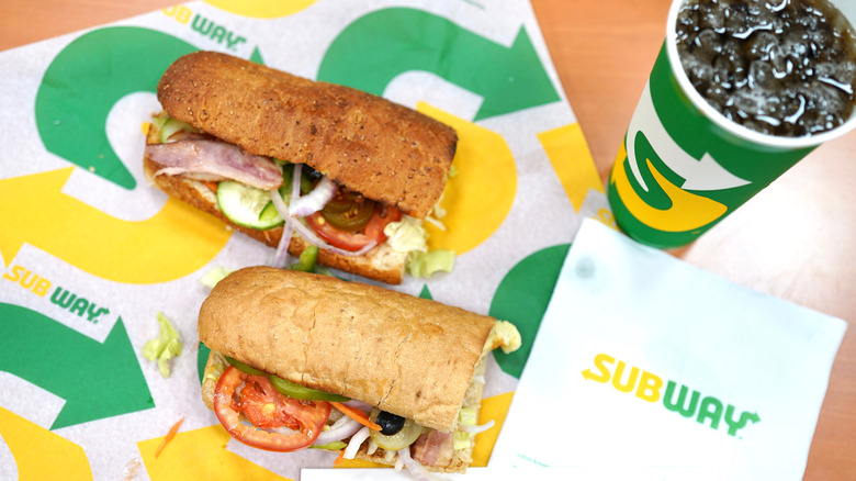 Subway sandwich on wrapper