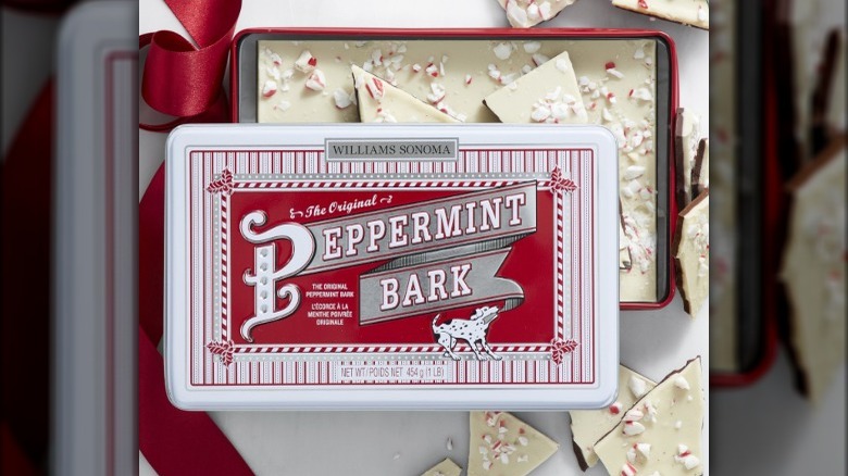 tin of williams-sonoma peppermint bark