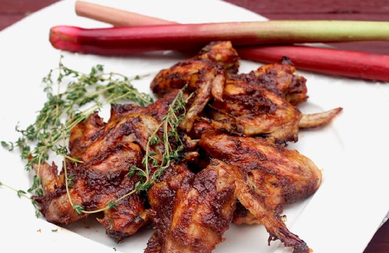 Baked Chicken Wings in Rhubarb Thyme Sauce 