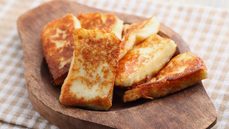 pieces of pan fried halloumi cheese