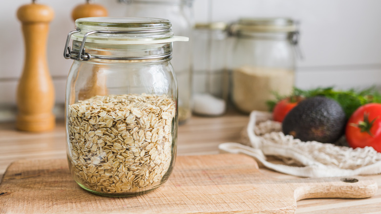 Oats in a glass jar