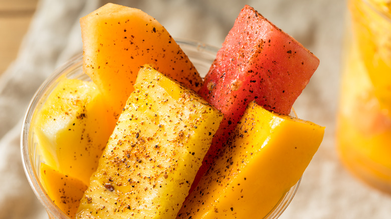 Fresh fruit with chili powder