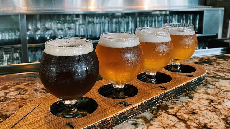 beer flight on bar