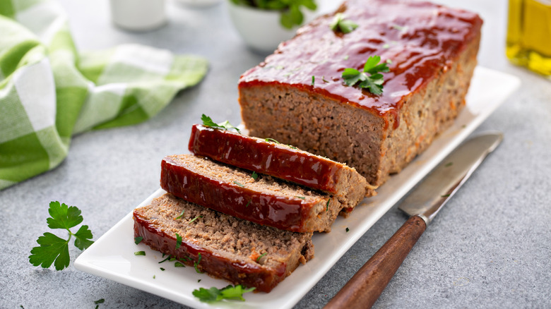 sliced meatloaf on counter