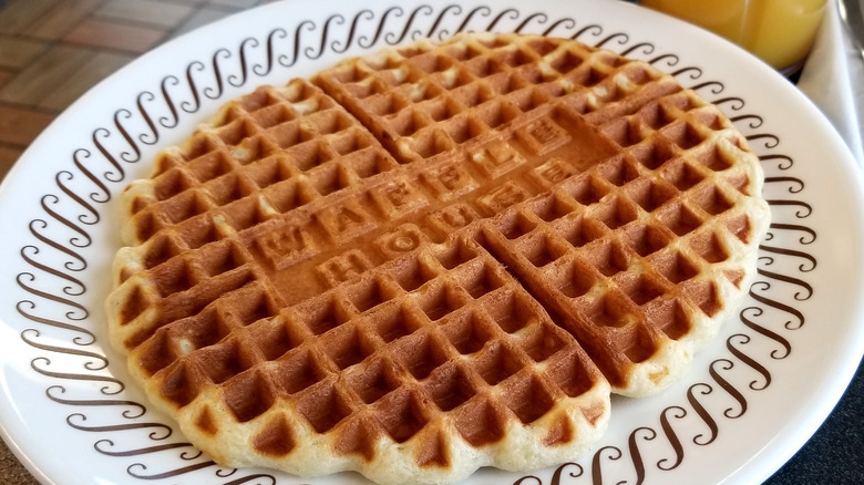 Classic waffle on a plate