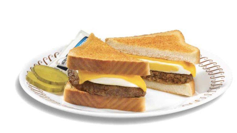 Breakfast sandwich on a plate