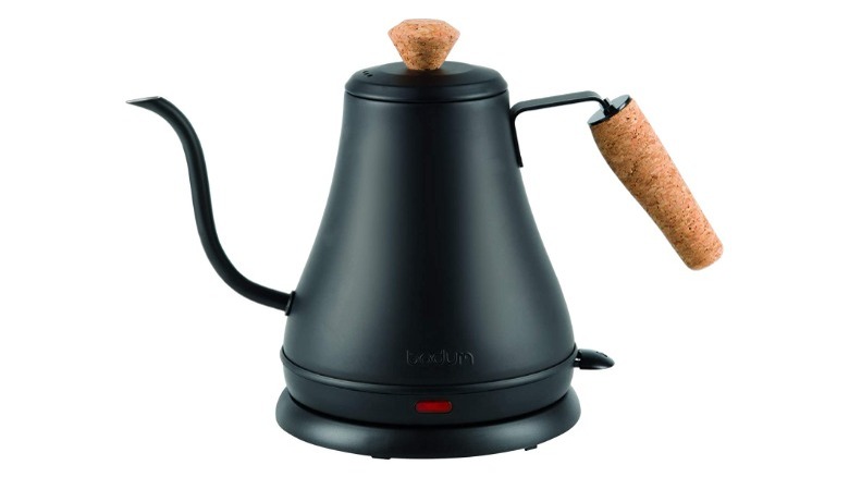 black electric kettle with cork