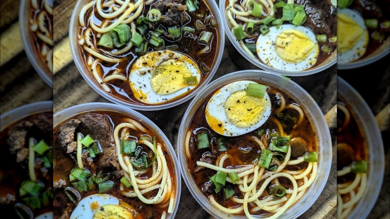 bowls of authentic New Orleans yakamein soup