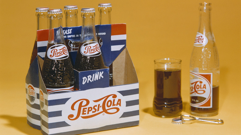 Vintage glass bottles of Pepsi-Cola