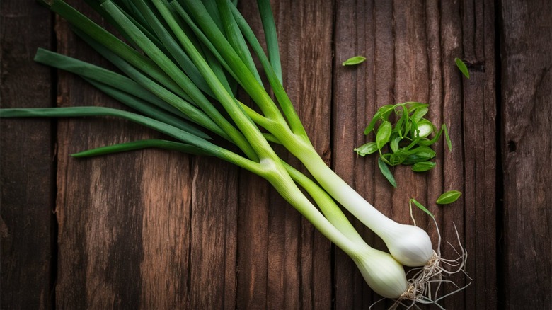 green onions cut for garnish