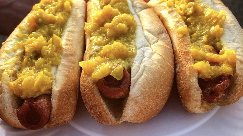 rippers on paper plate with relish