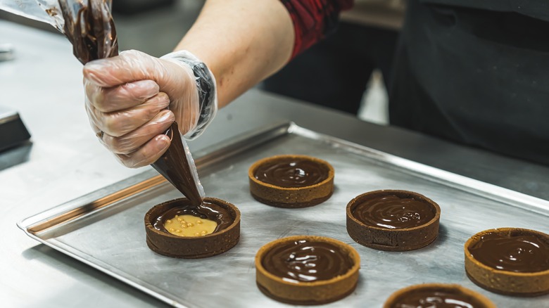 Melted chocolate in a bag